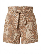 Maison Scotch Zebra Print Paperbag Waist Shorts Brown Black Size S - Image 1
