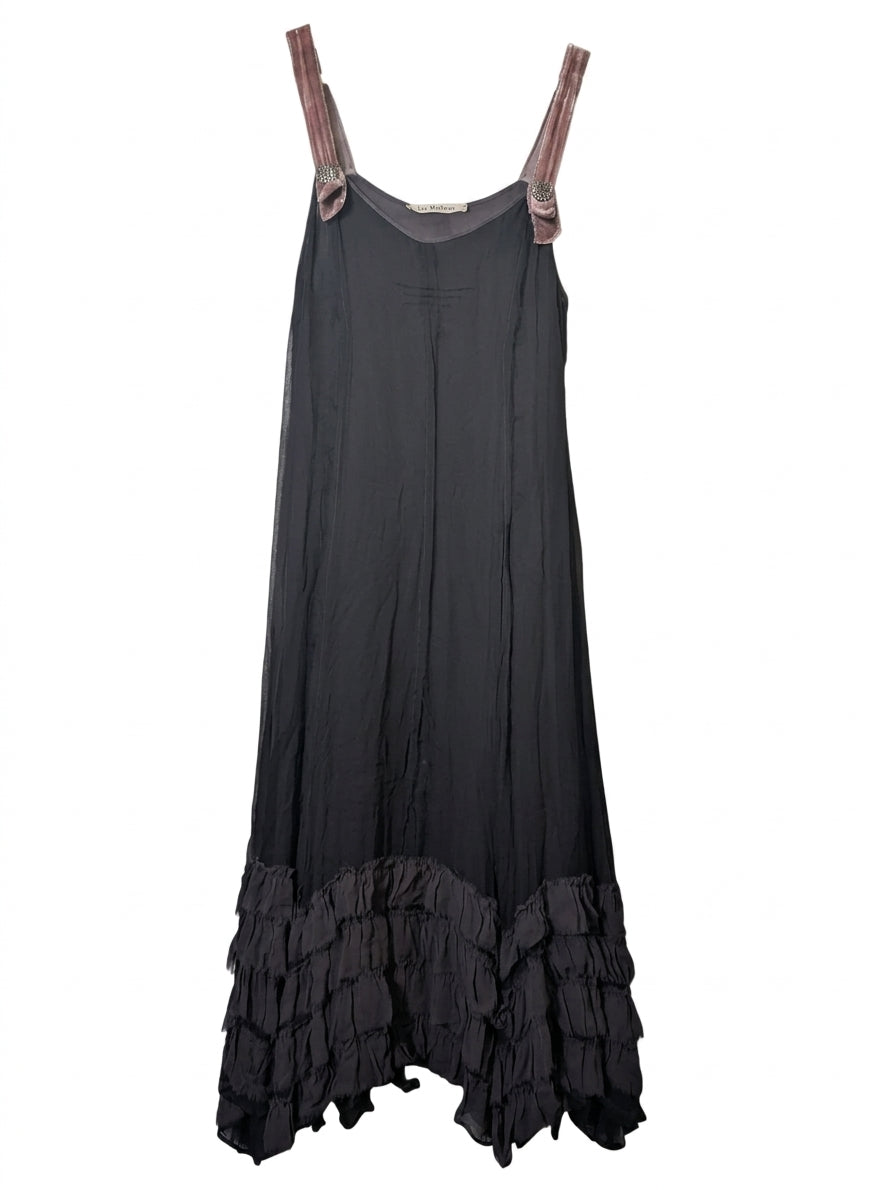 Lee Mathews Silk Chiffon Ruffle Hem Slip Dress - Size 1 - Image 1