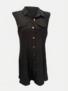 Zara Sleeveless Button-Down Shirt Dress - Black Size XL - Image 1