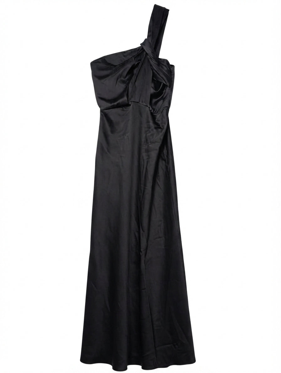 Significant Other One-Shoulder Satin Maxi Dress Black AU 8