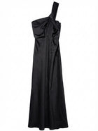 Significant Other One-Shoulder Satin Maxi Dress Black AU 8 - Image 1