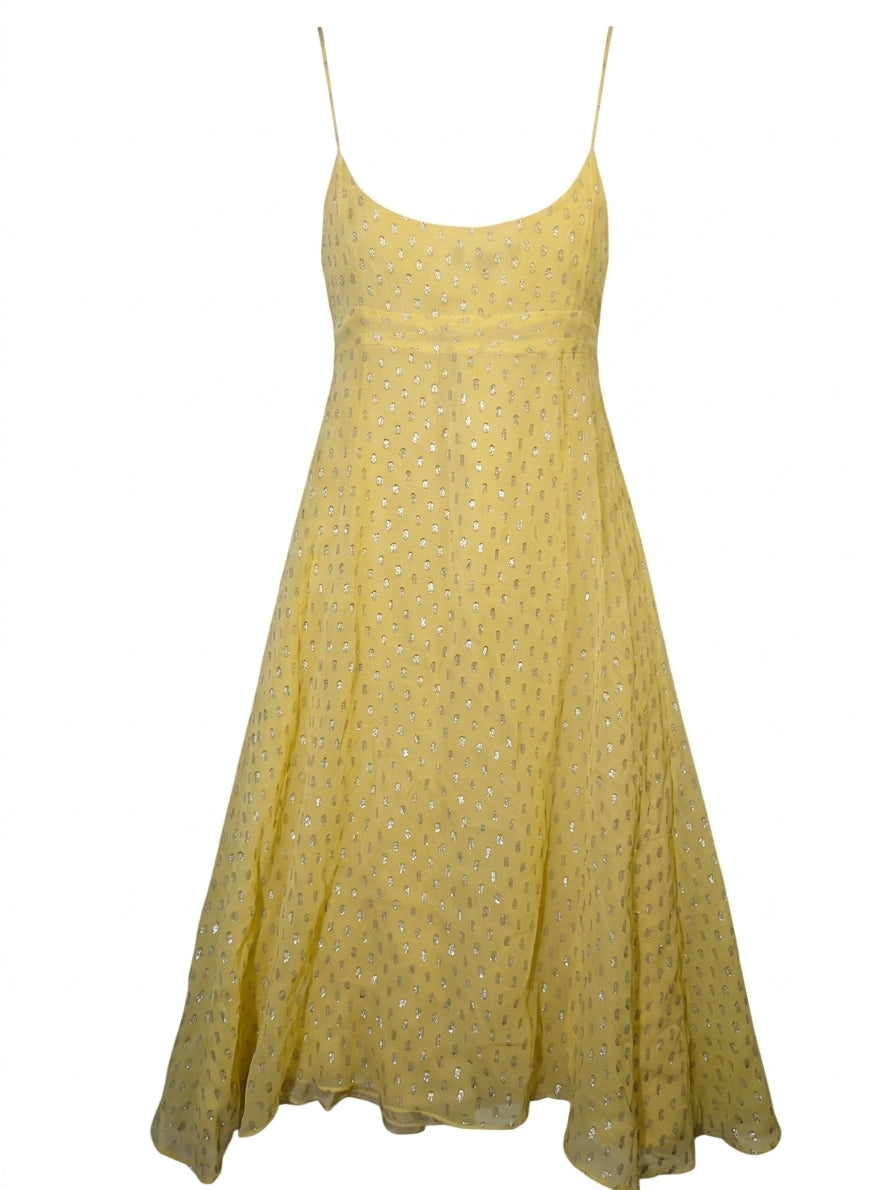 Camilla and Marc Yellow Metallic Dot Dress - Size 10 - Image 1