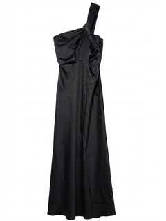 Significant Other One-Shoulder Satin Maxi Dress Black AU 8 - Image 1