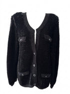 Champaign Vintage Black Sequin Cardigan Jacket - Embellished Knit - Image 1