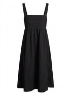 Assembly Label Black Cotton Square Neck Midi Dress - Size 10 - Image 1