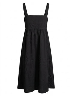 Assembly Label Black Cotton Square Neck Midi Dress - Size 10 - Image 1