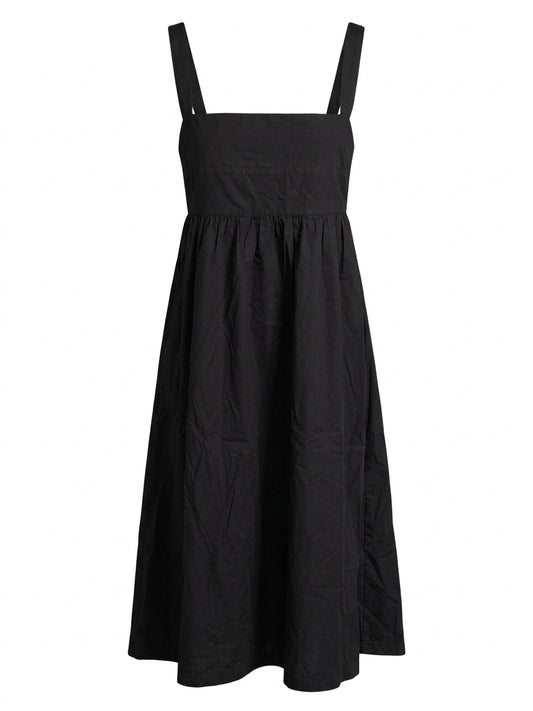 Assembly Label Black Cotton Square Neck Midi Dress - Size 10 - Image 1