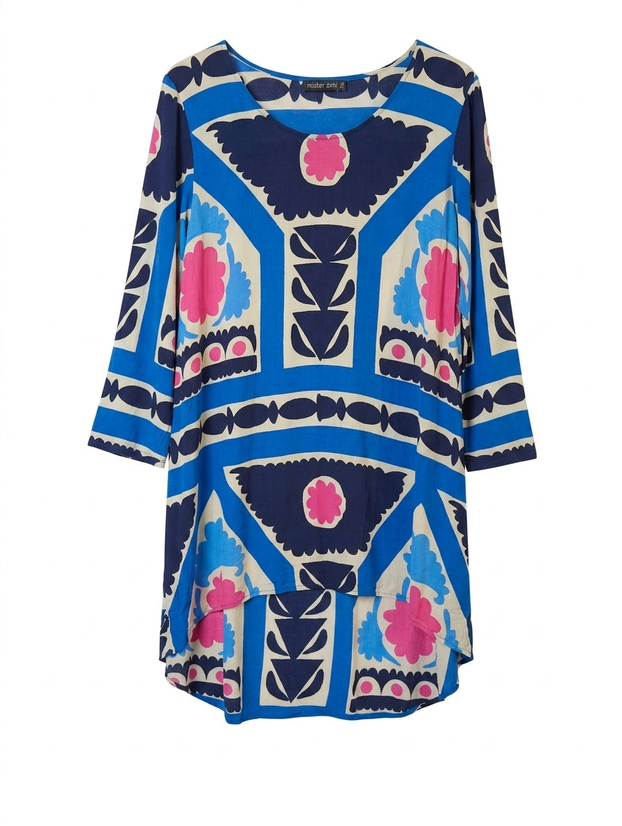 Mister Zimi Printed High-Low Tunic Dress Size 12