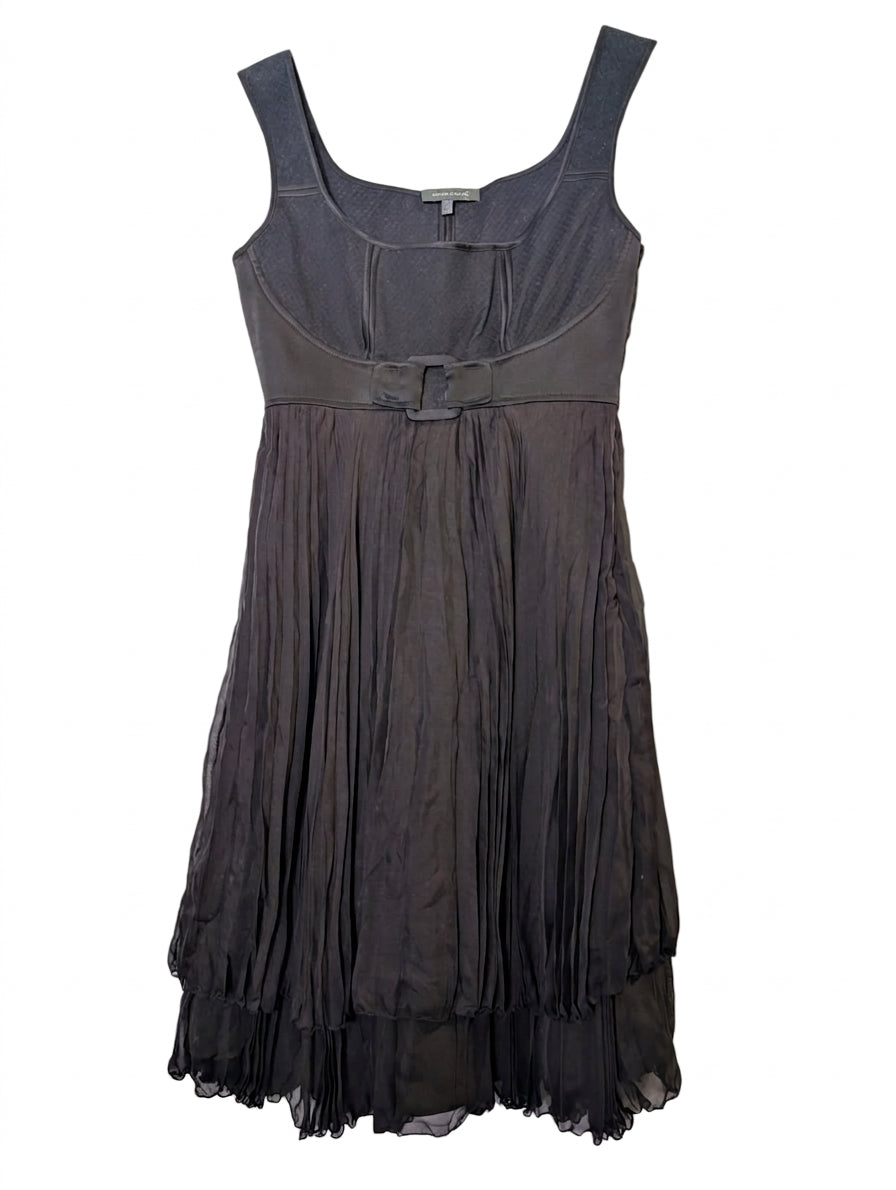 Arthur Galan AG Black Silk Pleated Sleeveless Dress - Size 8 - Image 1