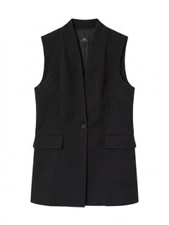Cue Black Textured Sleeveless Longline Vest Size 10 - Image 1