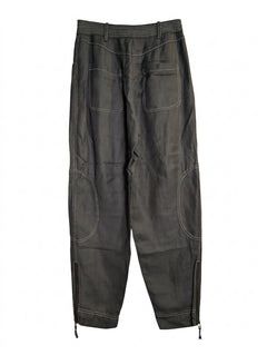 Veronika Maine Contrast Stitch Trousers Olive Green Size 8 - Image 1
