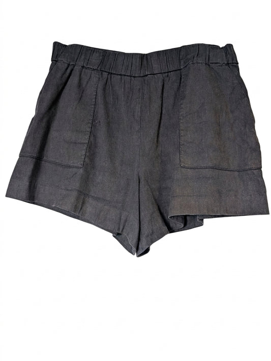 Witchery Linen Blend Elastic Waist Shorts Charcoal Grey Size 12 - Image 1