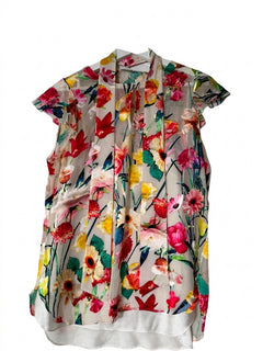 Elie Tahari Floral Burnout Tie Neck Blouse Multicolour - Image 1