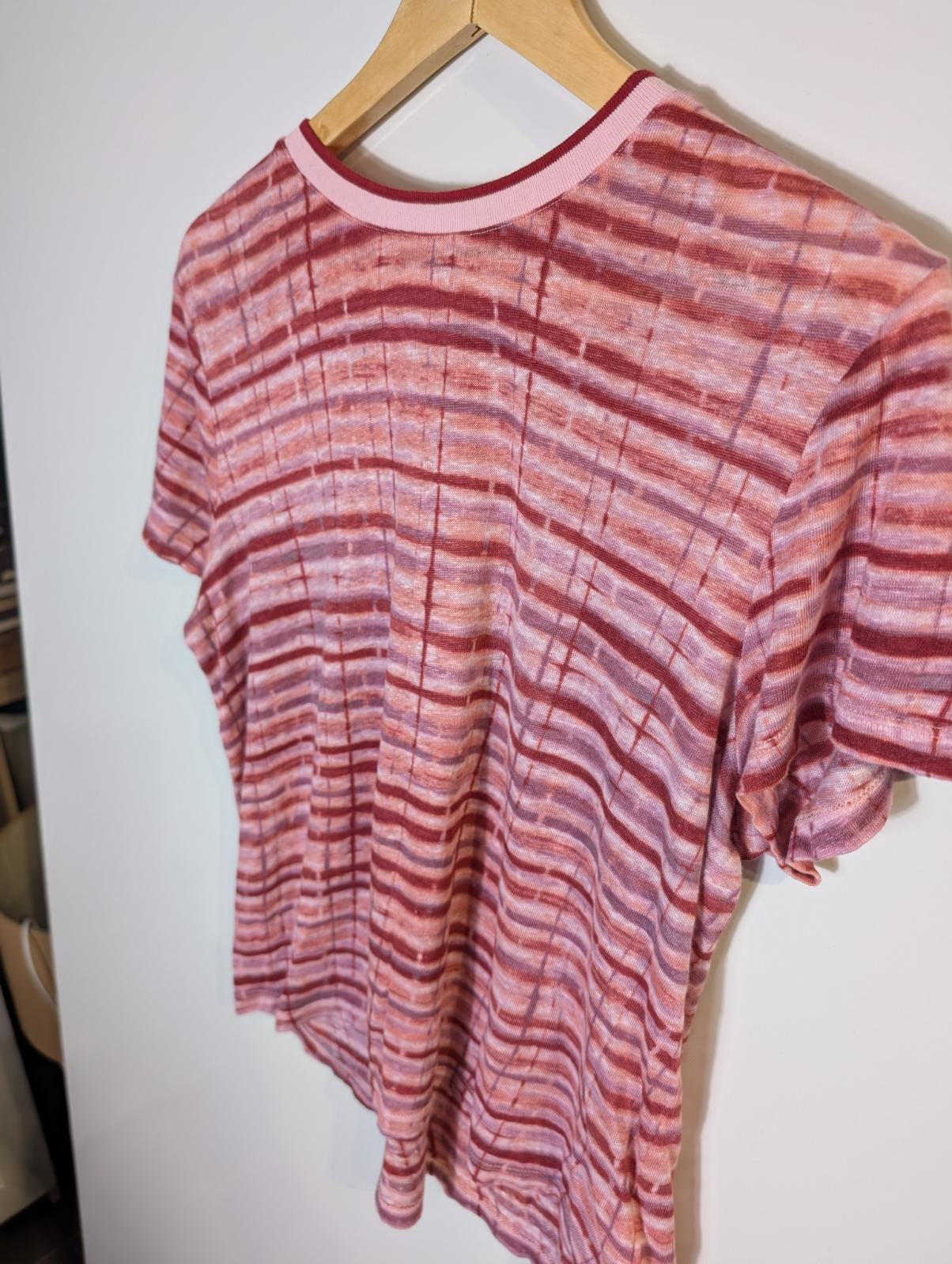 Portmans Women's Linen Striped Tie-Dye Crewneck T-Shirt - Size M - Image 3
