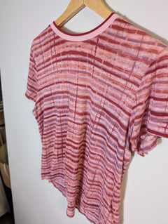 Portmans Women's Linen Striped Tie-Dye Crewneck T-Shirt - Size M - Image 3