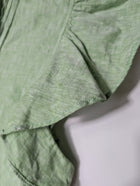 Alessandra Linen Ruffle-Front Cap-Sleeve Blouse Sage Green Size S - Image 3