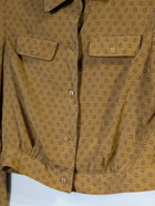 Love.rich Cropped Jacket Mustard Yellow Geometric Print - Image 3