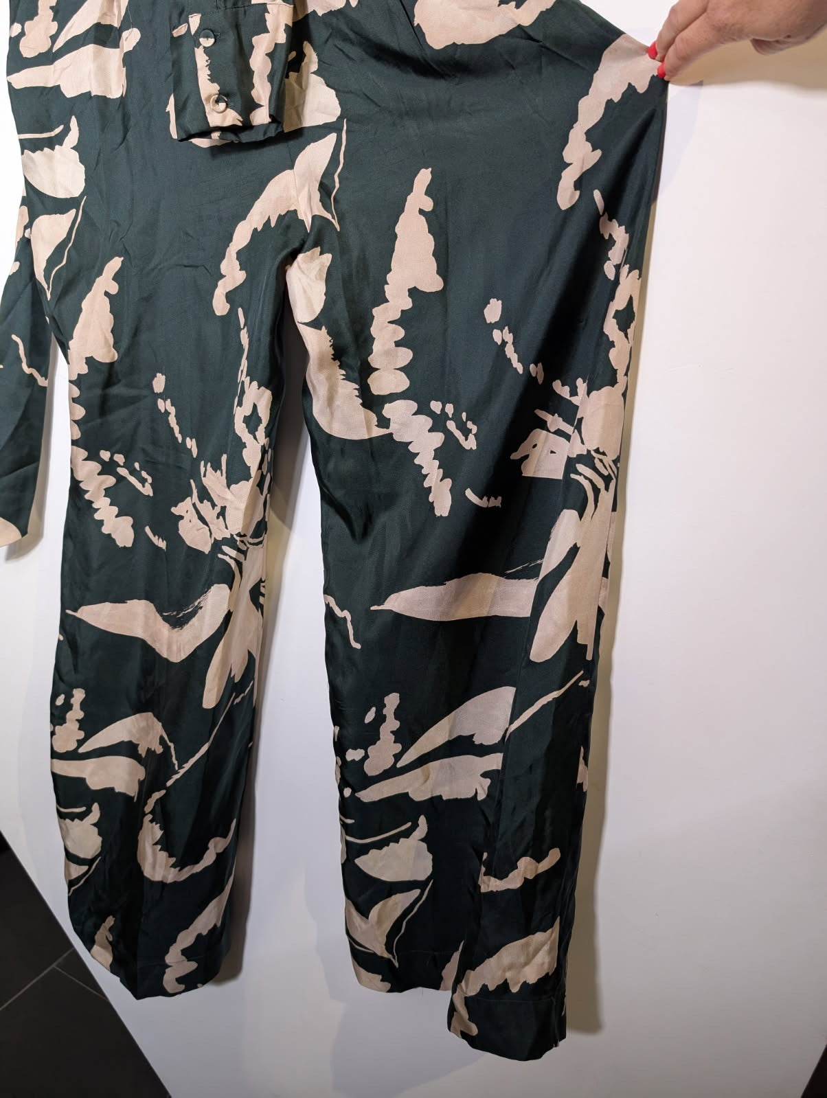 Ginger & Smart Silk Dress - Green & Beige Abstract Print Size 8 - Image 5