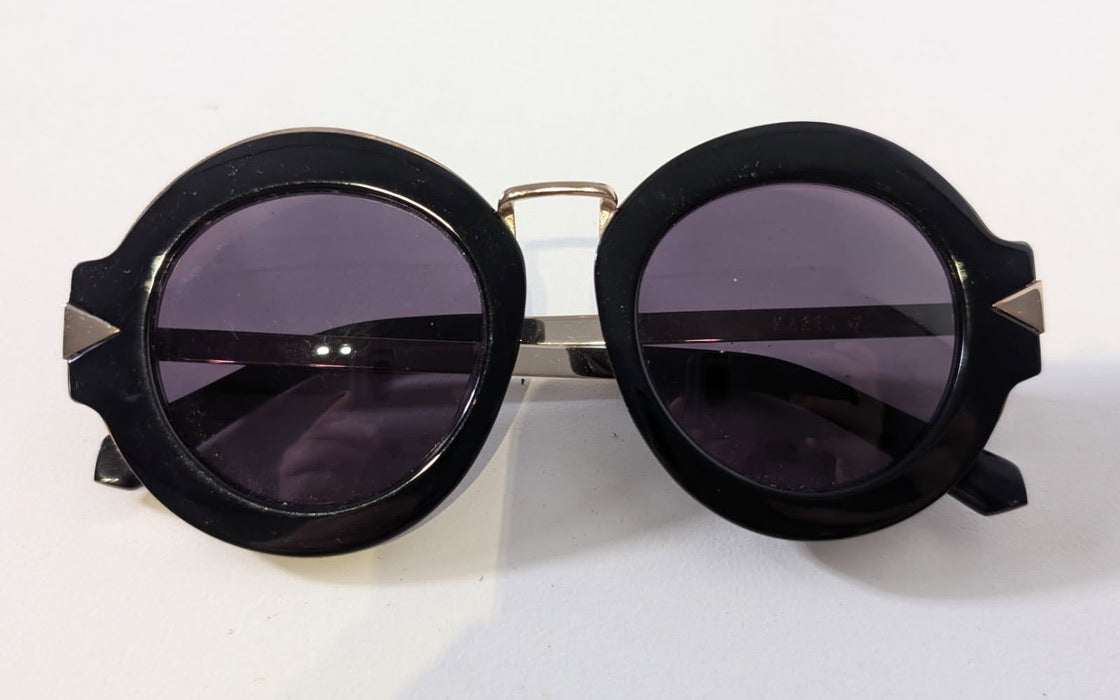 Karen Walker Maze 1507 Sunglasses - Black & Gold Round Frames - Image 1