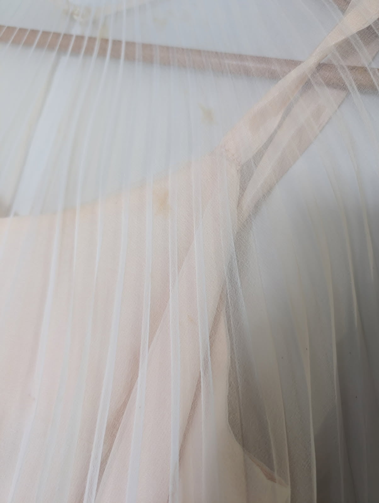 Vintage 1970s Merco Davron Pale Pink Pleated Chiffon Flutter Sleeve Maxi Dress - Image 3