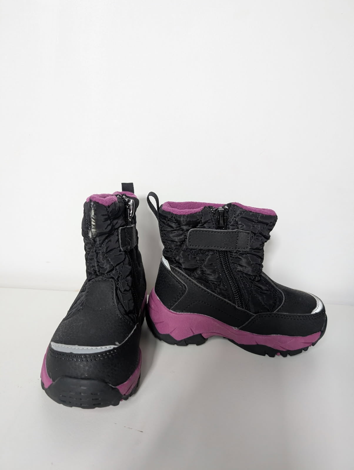 Crane Kids Quilted Winter Boots - Black & Pink Waterproof Snow Boots - Image 1
