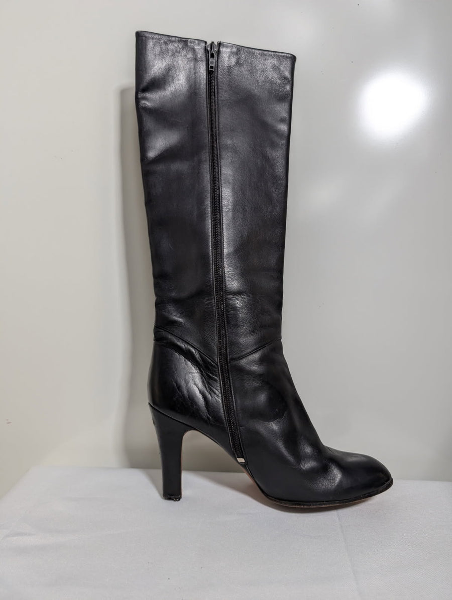 Umberto Romagnoli Knee-High Leather Boots Black Women's EU 38.5 - Image 3