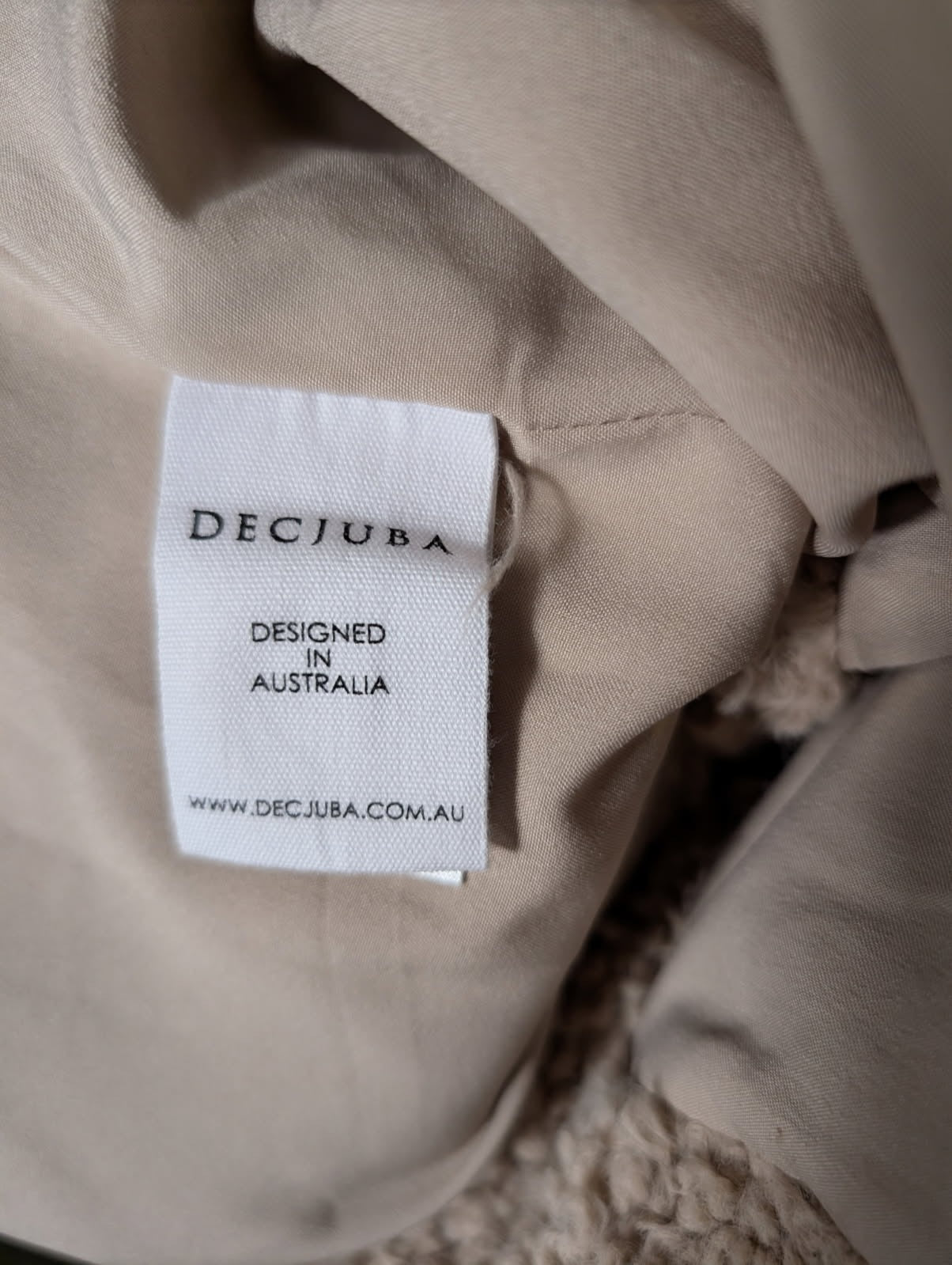 Decjuba Teddy Faux Fur Double Breasted Coat Beige Size L - Image 4