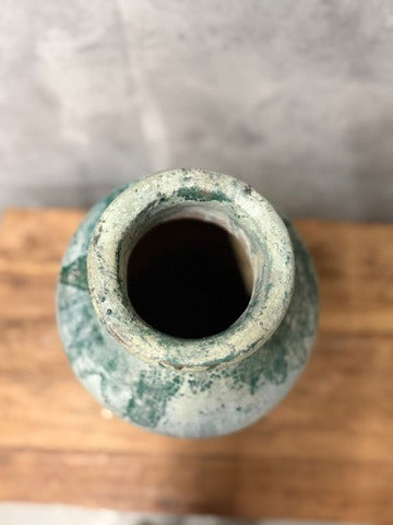 Unbranded Ceramic Floor Vase Rustic Teal Crackle Glaze Large - Image 3