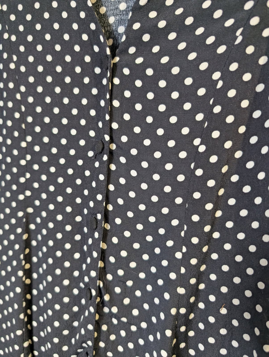 Zara Woman Polka Dot Button-Front Mini Dress Black and White XS - Image 4