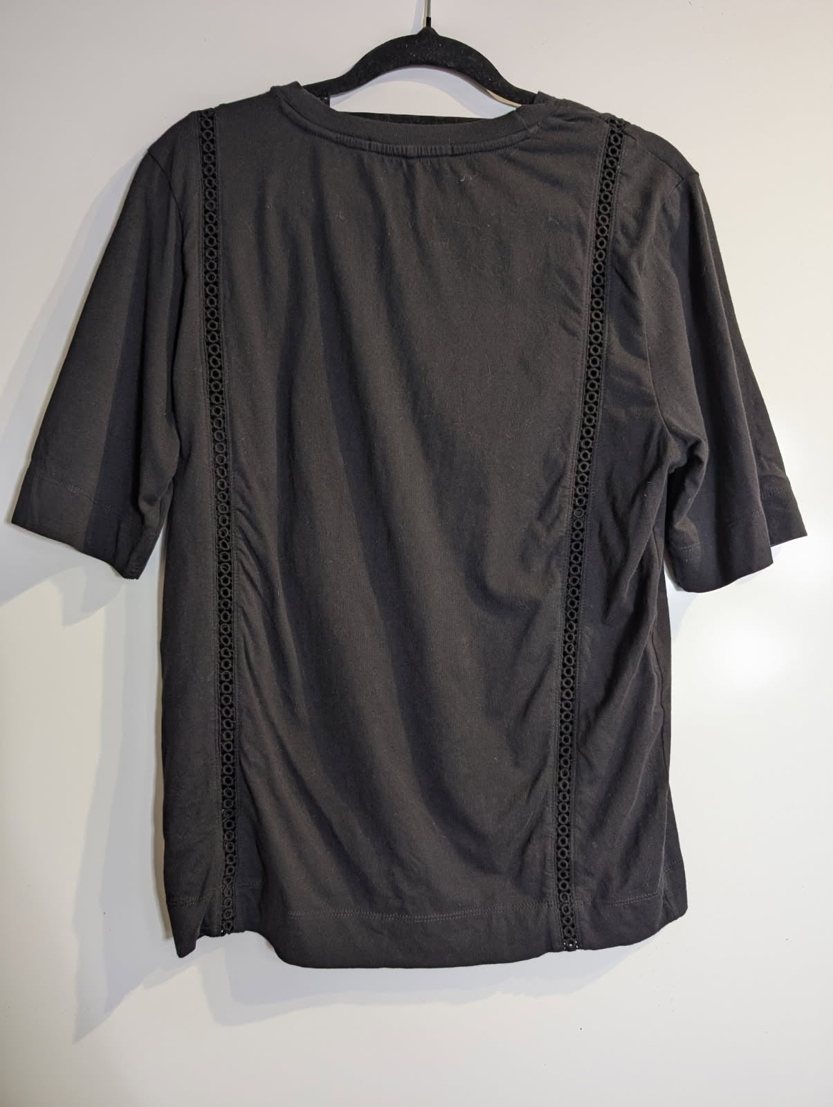 Scotch & Soda Maison Scotch Cotton T-Shirt with Eyelet Trim Black - Image 4