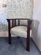 Antique Edwardian Style Mahogany Tub Chair Vintage 1950s Solid Timber - Image 3
