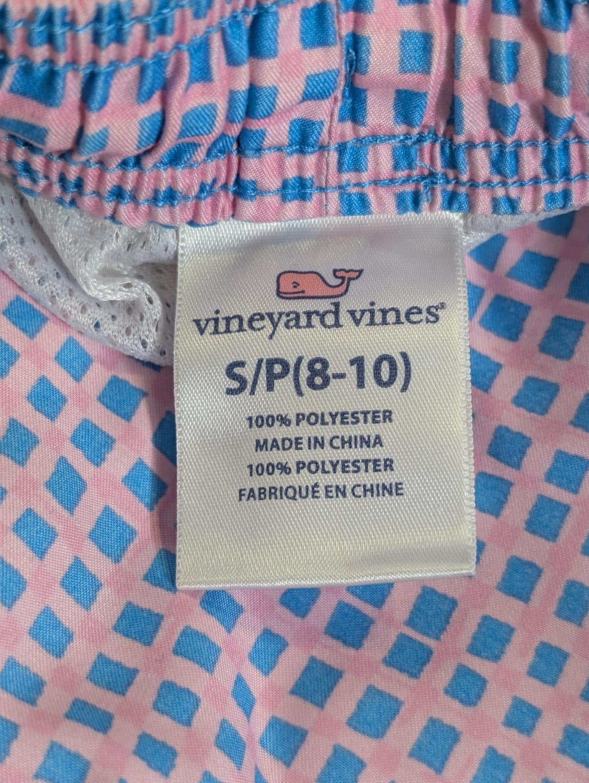 Vineyard Vines Men's Chappy Swim Trunks - Pink and Blue Grid Print - Image 4