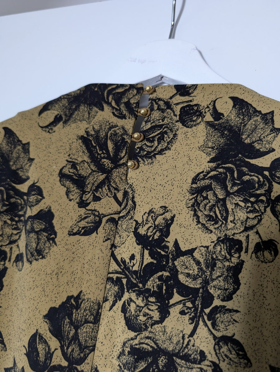 Notes du Nord Floral Cutout Midi Dress Olive Green Size 36 - Image 7