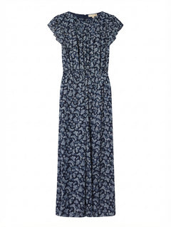 Michael Kors Blue Floral Print Flutter Sleeve Jumpsuit Size S - Image 1