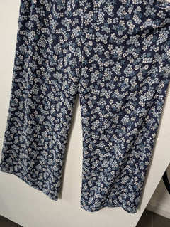Michael Kors Blue Floral Print Flutter Sleeve Jumpsuit Size S - Image 3