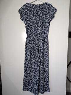 Michael Kors Blue Floral Print Flutter Sleeve Jumpsuit Size S - Image 5