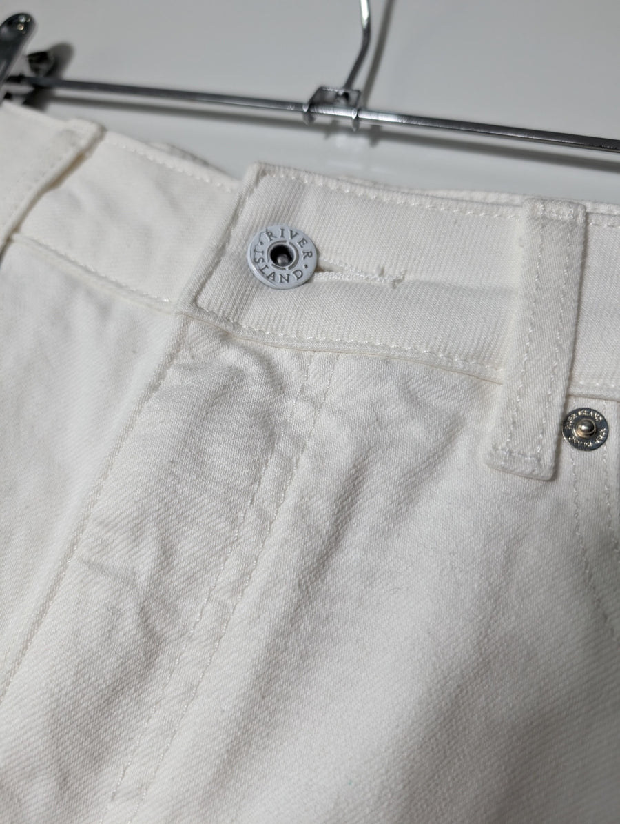 River Island High Waisted Mom Jeans White UK 14R - Image 3