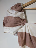 alice McCALL Striped Puff Sleeve Midi Dress White and Tan - Image 3