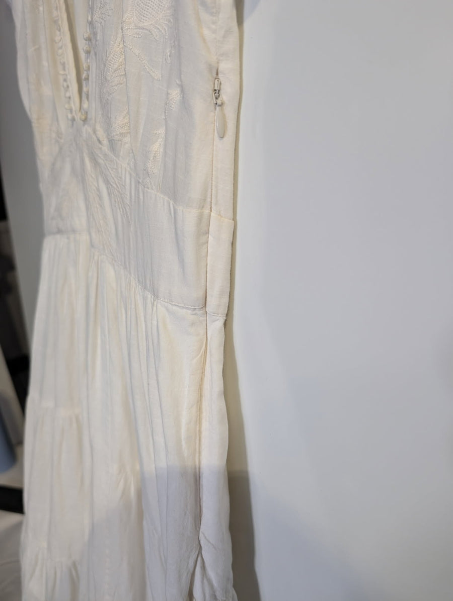 Marie Louise de Monterey Tiered Midi Dress White Size 8 - Image 4