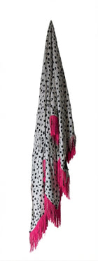 PROVA Silk Scarf Spotted Print with Beaded Fringe One Size - Image 1