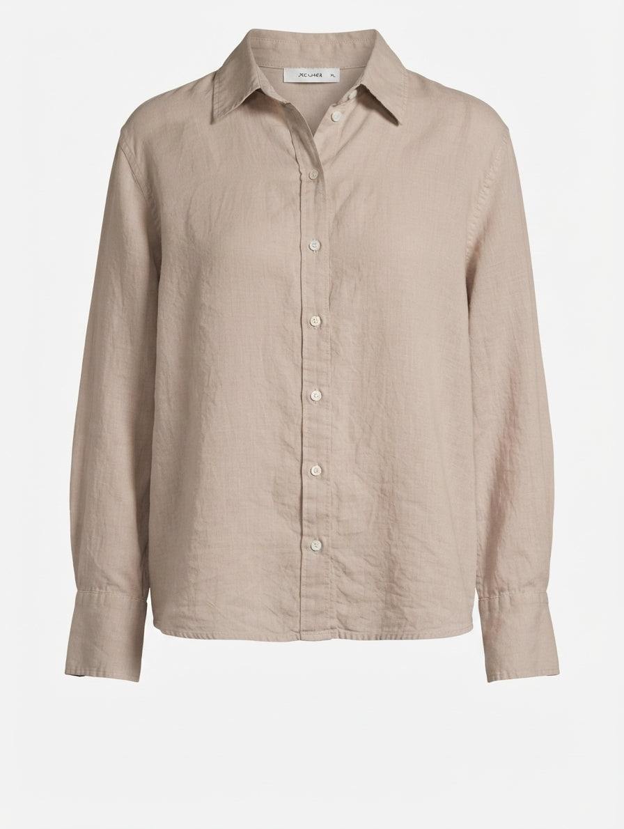 Jac+Jack Linen Button-Down Shirt - Relaxed Light Brown Essential - Image 1