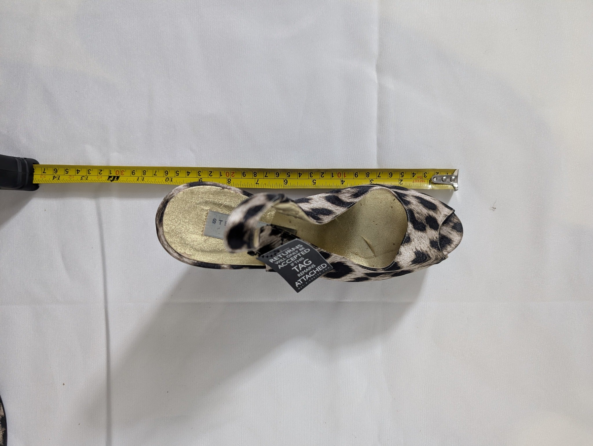 Stella McCartney Leopard Print Satin Peep Toe Wedge Slingback Sandals Size 38 - Image 9