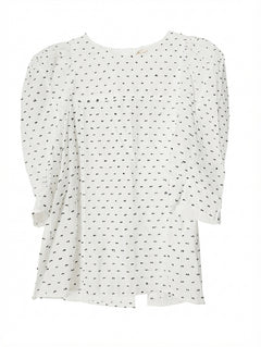 Rebecca Taylor White Blouse with Black Embroidered Bows Size 2 - Image 1