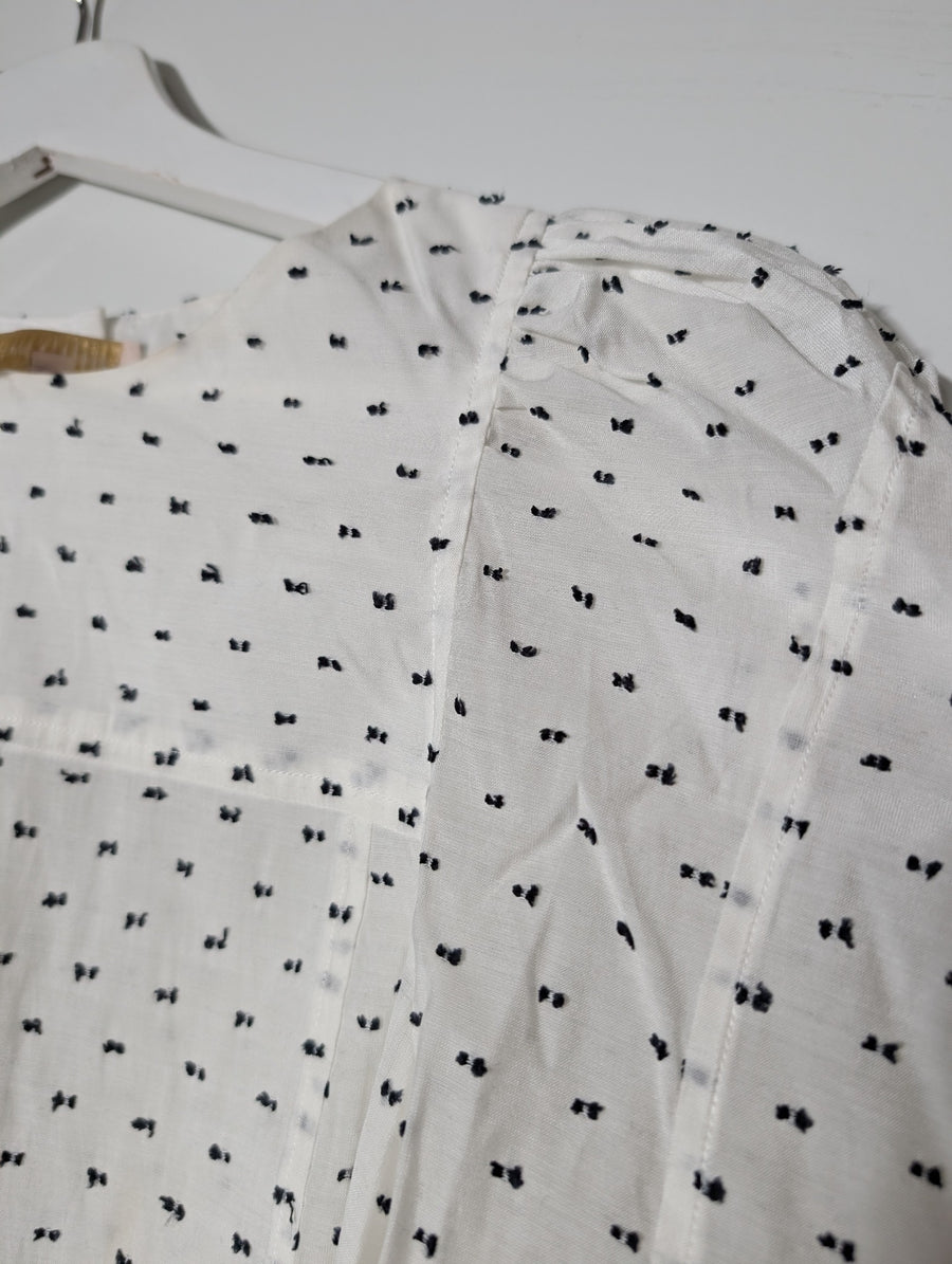 Rebecca Taylor White Blouse with Black Embroidered Bows Size 2 - Image 2