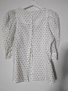 Rebecca Taylor White Blouse with Black Embroidered Bows Size 2 - Image 4