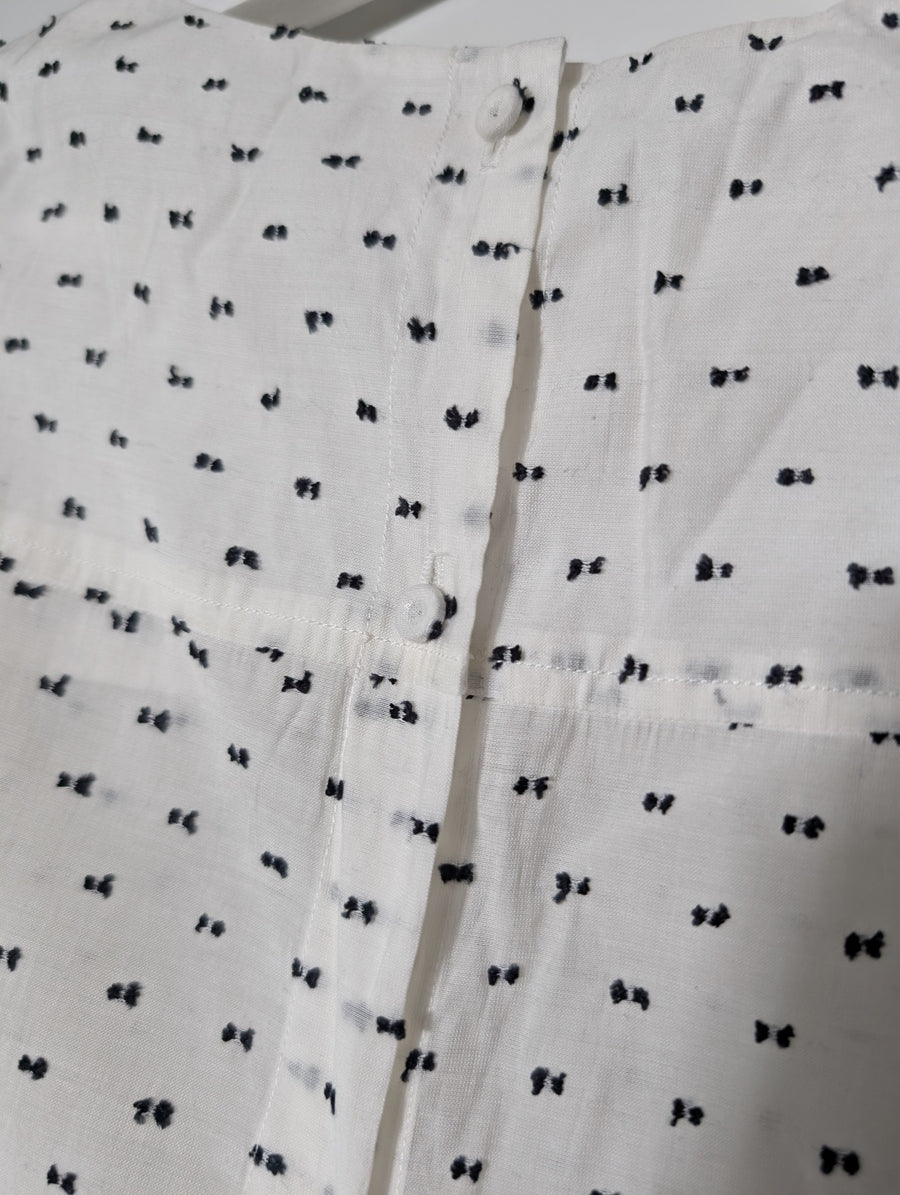 Rebecca Taylor White Blouse with Black Embroidered Bows Size 2 - Image 5