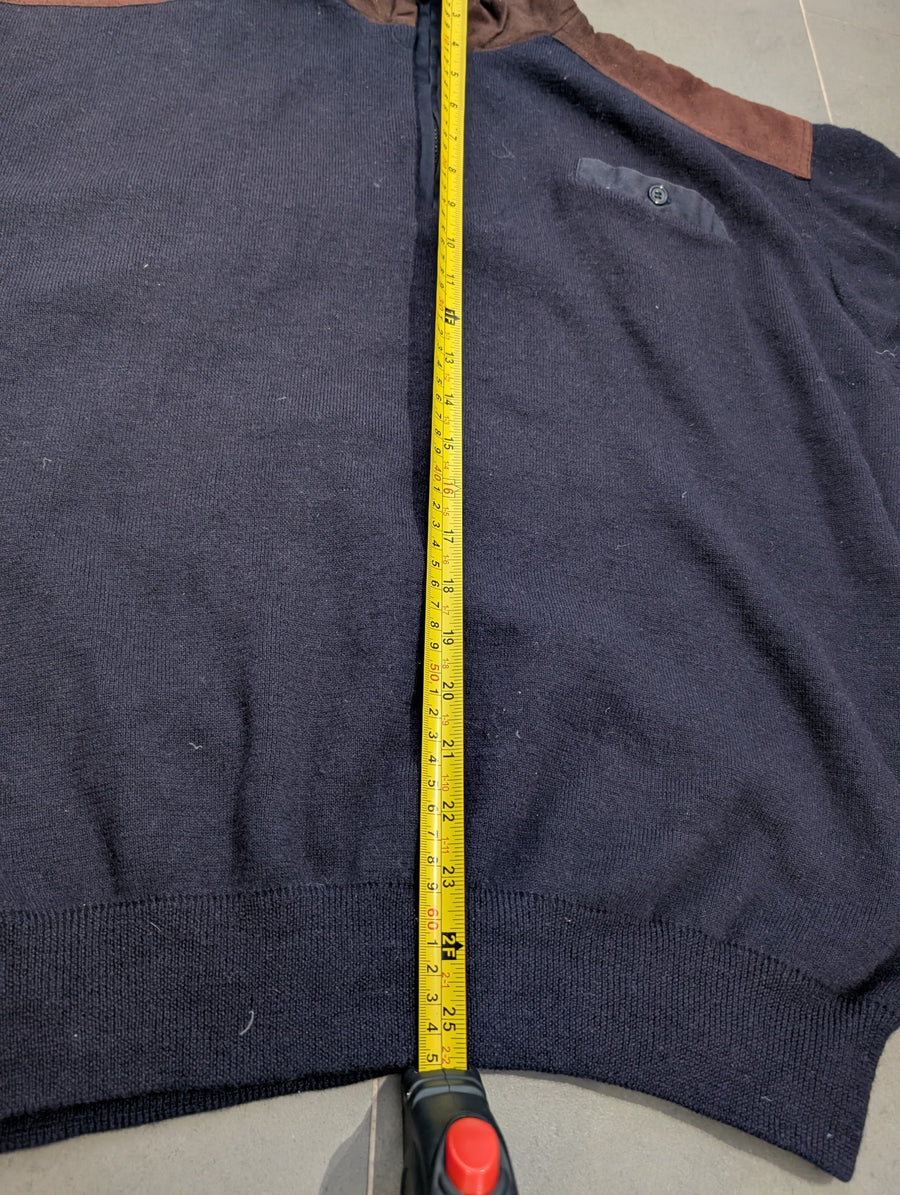 Sovrano Vintage Quarter-Zip Wool Sweater Navy 2XL - Image 7
