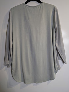 Witchery Women's V-Neck Long Sleeve Satin Blouse Sage Green XS - Image 3