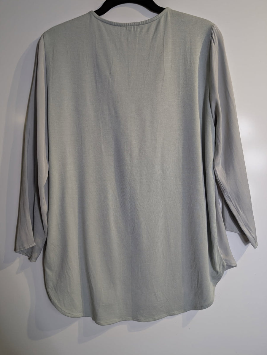 Witchery Women's V-Neck Long Sleeve Satin Blouse Sage Green XS - Image 3