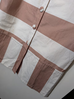 alice McCALL Striped Puff Sleeve Midi Dress White and Tan - Image 4